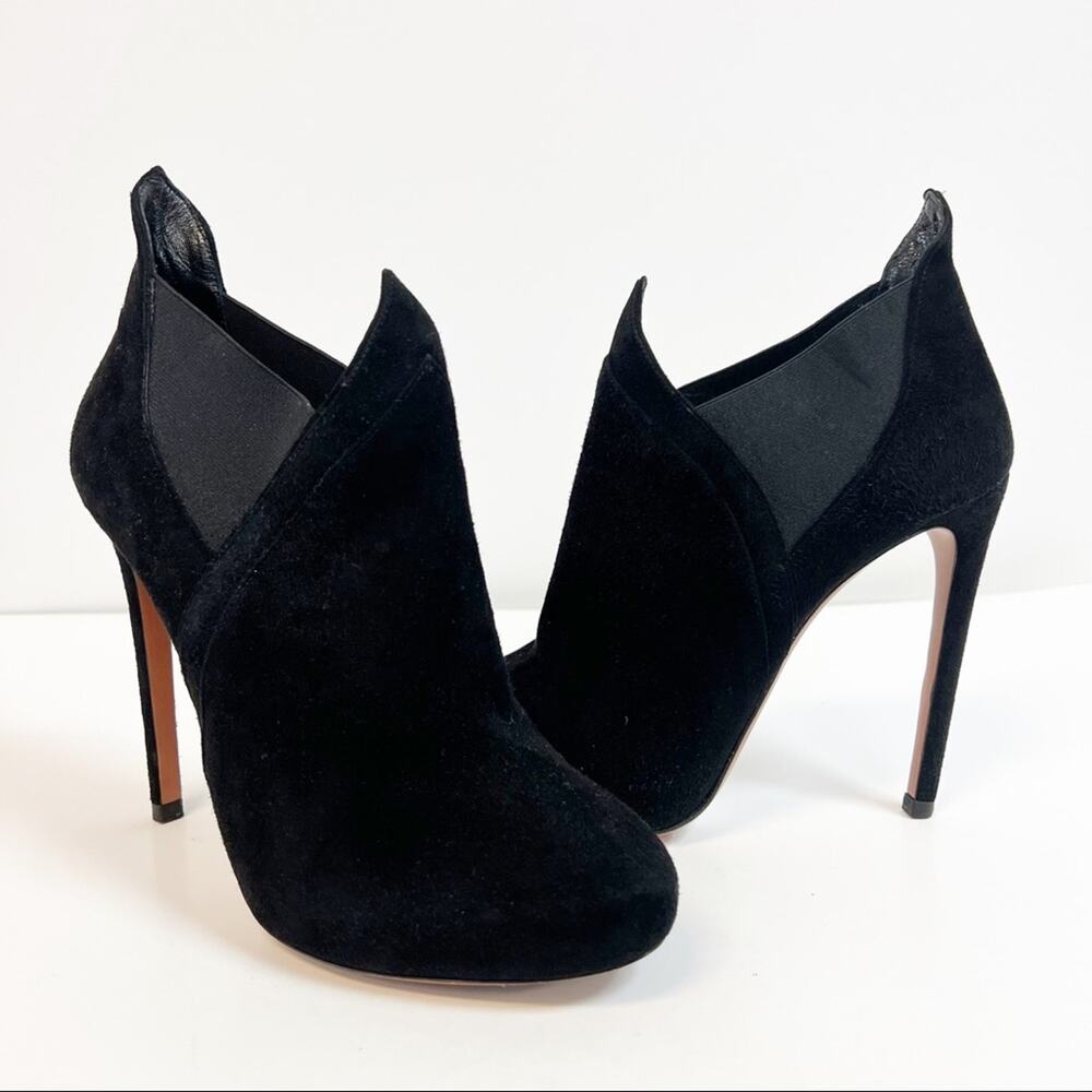 Alaia Black Suede Ankle Booties SZ 37.5